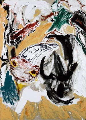 Don van Vliet, The other end of Dominos, 1986, Öl auf Leinwand, 214x153 cm.