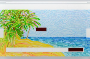 Flavio de Marco, Paesaggio (Germanwings), acrylic, enamel and spray colour on canvas, 200x300cm, 2015