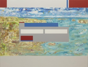 Flavio de Marco, Paesaggio (Norwegian), oil, acrylic and enamel on canvas, 88,5x115cm, 2017