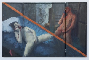 Zohar Fraiman, Long Distance, 54x84 cm (half open), oil on wooden altar, 2014 @lachenmann Art