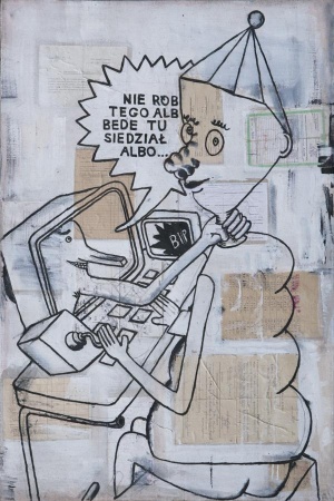 Andrzej Cisowski, „Nie rób tego…“ Mischtechnik auf Leinwand, 1999, 120 x 80 cm, ©Antje van der Linden