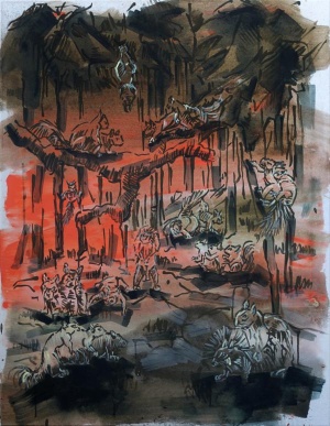 Gesine Kikol, Tief im Wald 04, 2020, Acryl auf Leinwand, 90 x 70 cm
