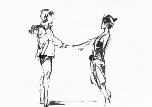 Agnes Lammert, Tänzer III, 2019, Tusche auf Papier, 29,7 x 42 cm