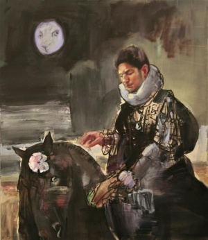Andreana Dobreva, Under a violet moon, 2017, Öl auf Leinwand, 150x130cm
